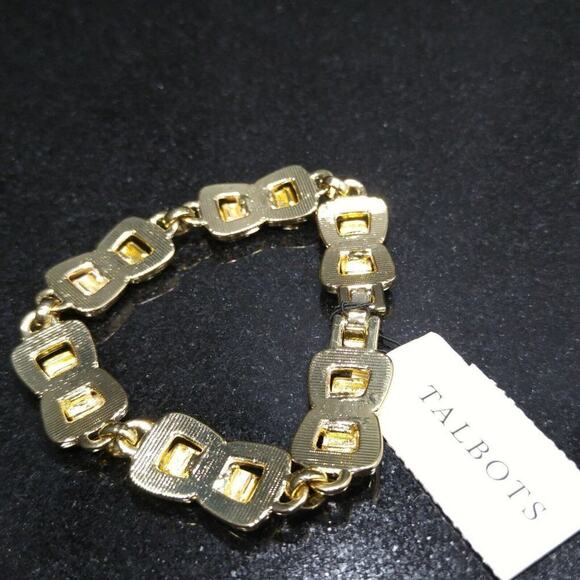 Talbot's Teal Green Enamel Gold Tone Link Bracelet, New With Tags, 7 1/4 Inches - Picture 4 of 8